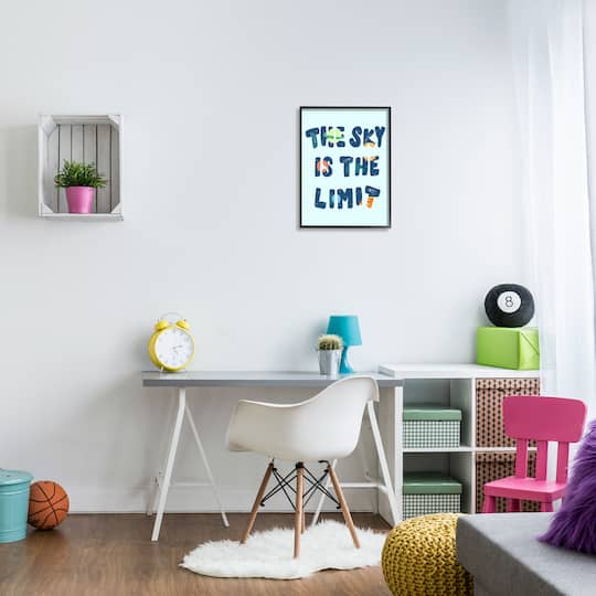Stupell Industries Sky Is the Limit Quote Space Planet Typography in Frame Wall Art